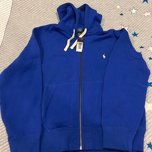 Polo Ralph Lauren Classic Fleece Hoodie Blue and White, Brand New, Mens M